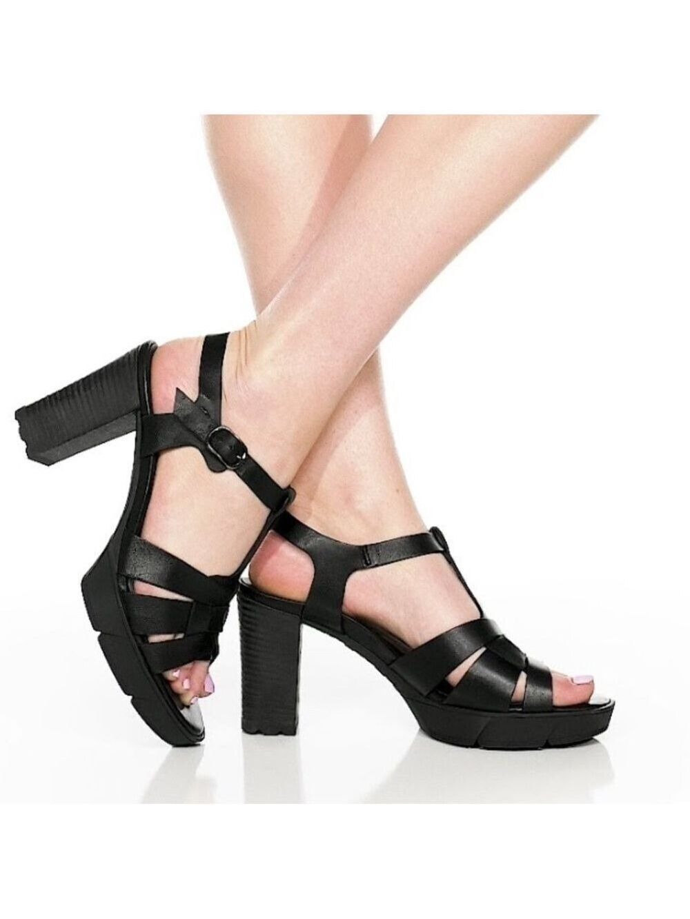 Paul Green Raven Heel Sandal in Black Size UK 8, US 10.5